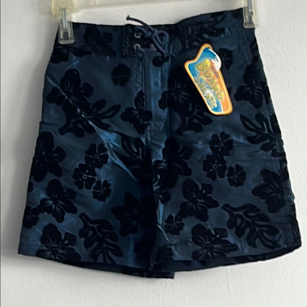 Boys' Boardies Blue and Black Floral Swim Shorts
